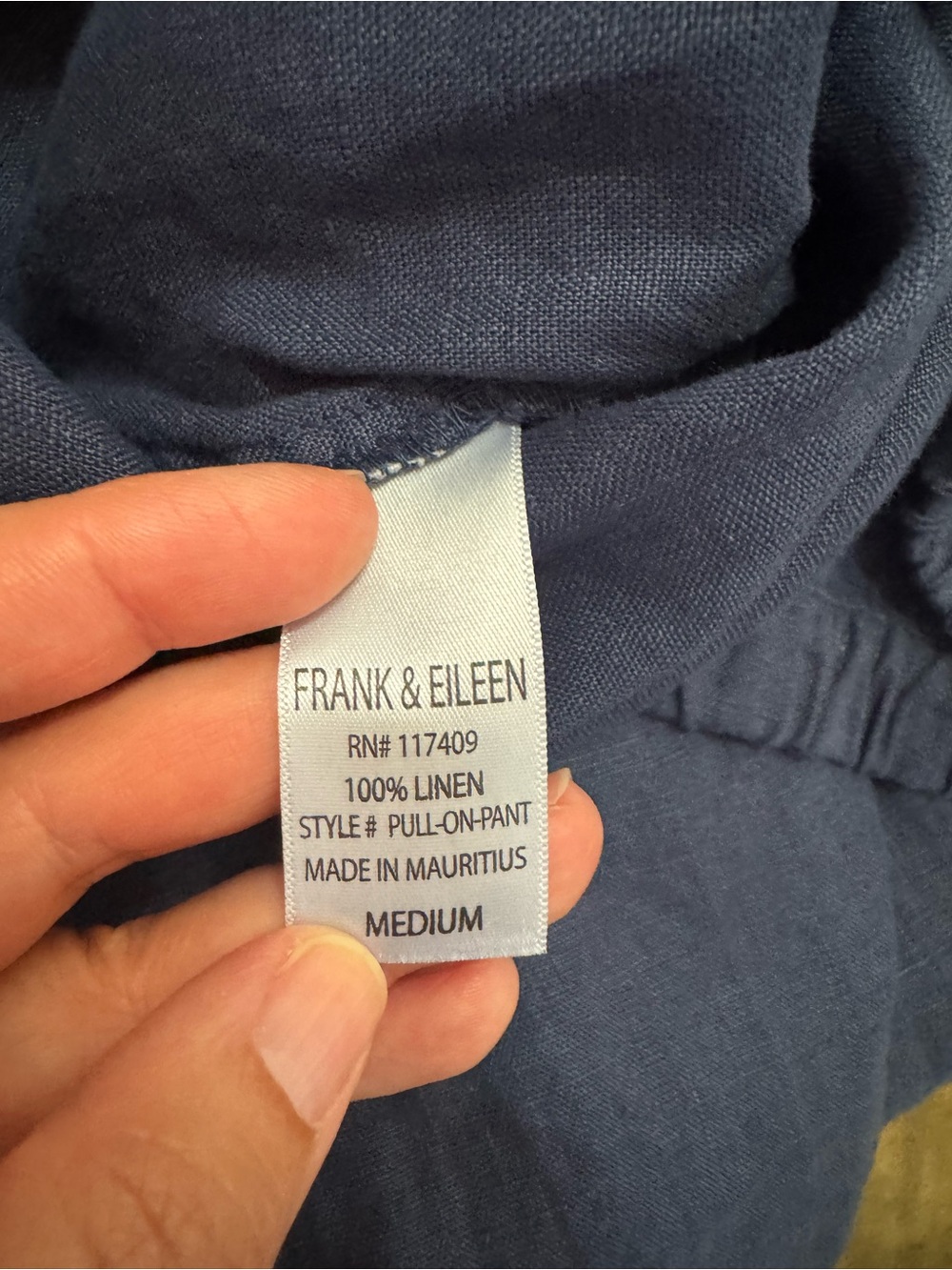 NWOT Frank & Eileen MAISIE Wide-Leg Pull-On Linen Pants size M navy - Picture 7 of 8